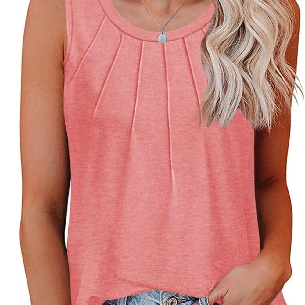 Sleeveless Pink Pleated Women's Top